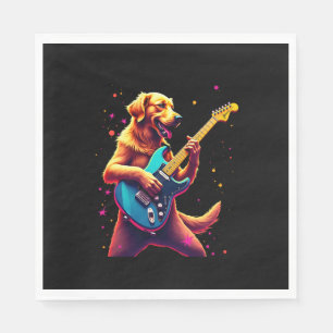 Serviette En Papier Chien Golden Retriever Jouant de la Guitare Électr