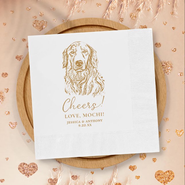 Serviette En Papier Chien Golden Retriever Vive mariage personnalisé (Créateur téléchargé)