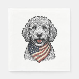 Serviette En Papier Chien gribouillé patriotique Gravure vintage vecte