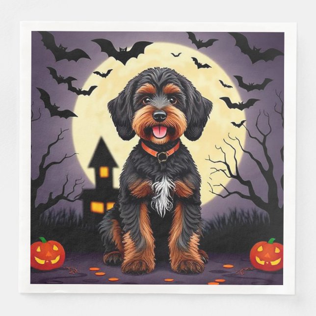 Serviette En Papier Chien heureux sur le thème d'Halloween (Devant)