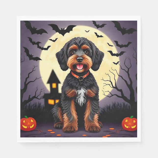 Serviette En Papier Chien heureux sur le thème d'Halloween (Devant)