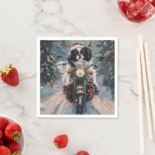 Serviette En Papier Chien Japonais Chin à moto Noël