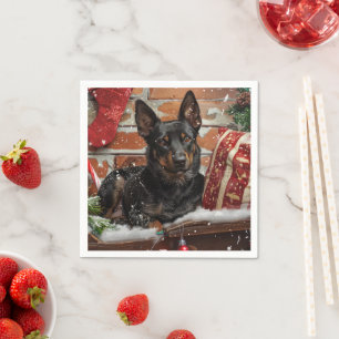 Serviette En Papier Chien Kelpie Australien Noël Festif