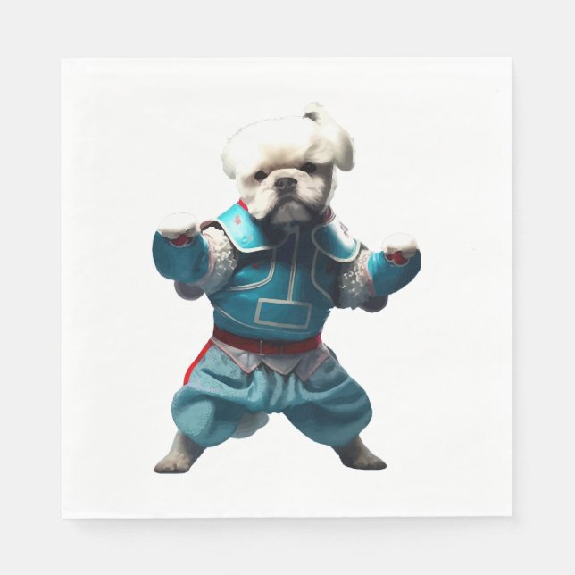 Serviette En Papier Chien Knows Karate transformé (Devant)