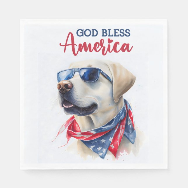 Serviette En Papier Chien-Lab patriotique (Devant)