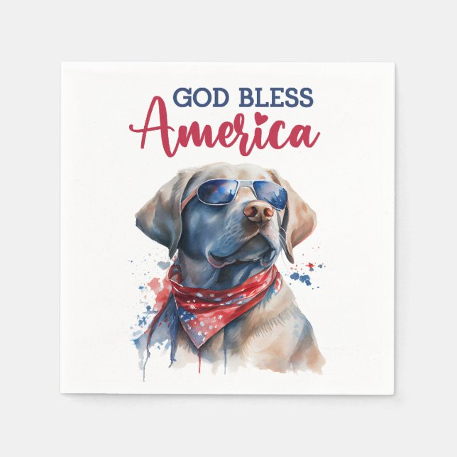 Serviette En Papier Chien-Lab patriotique (Devant)