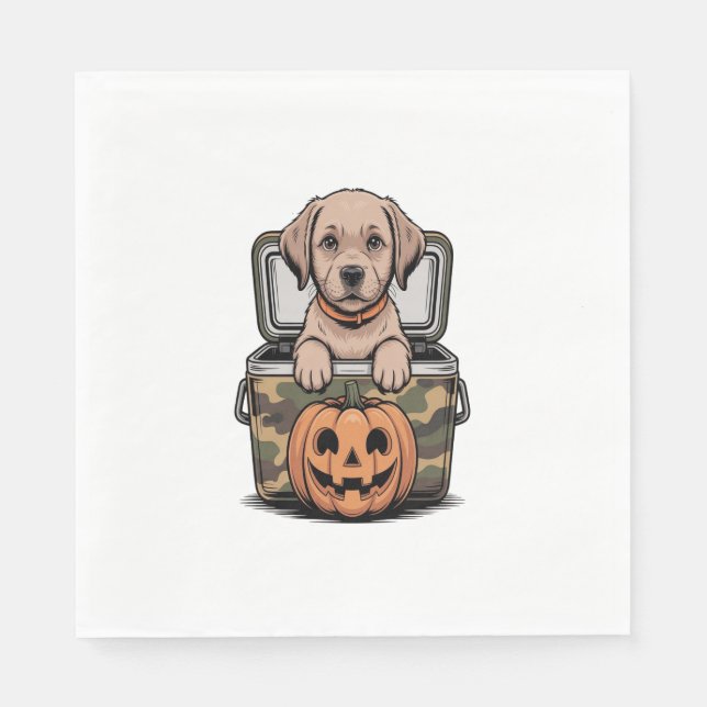 Serviette En Papier Chien Labrador Brun Halloween Effrayant (Devant)