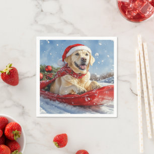 Serviette En Papier Chien Labrador dans un traîneau Laissez tomber la