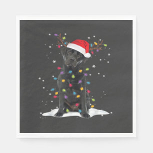 Serviette En Papier Chien Labrador Noir Xmas Noël Arbre Lumineux Class