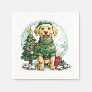 Serviette En Papier Chien Labrador Retriever jaune de Noël