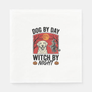 Serviette En Papier Chien le jour sorcière la nuit Halloween vintage c
