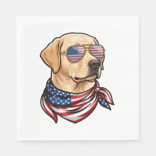 Serviette En Papier Chien Lunettes de soleil Drapeau Usa Bandana