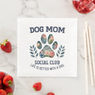 Serviette En Papier Chien Maman Paw Floral