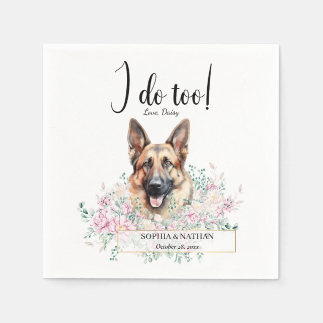 Serviette En Papier Chien Mariage berger allemand Cocktail  serviettes (Devant)