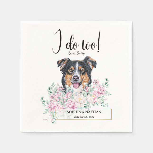 Serviette En Papier Chien Mariage de berger anglais Cocktail Napkins (Devant)
