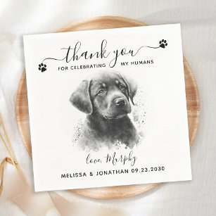 Serviette En Papier Chien Mariage Merci moderne Black Labrador animal 