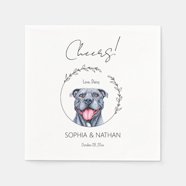 Serviette En Papier Chien Mariage simple Pit Bull Cocktail Napkins (Devant)
