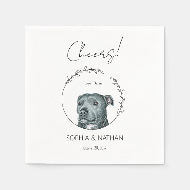 Serviette En Papier Chien Mariage simple Pit Bull Cocktail Napkins (Devant)