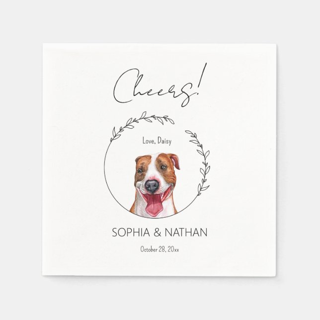 Serviette En Papier Chien Mariage simple Pit Bull Cocktail Napkins (Devant)