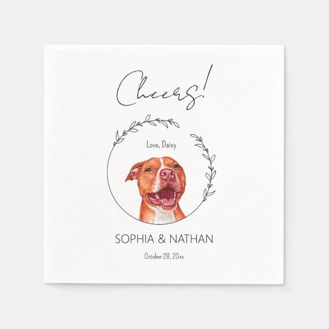 Serviette En Papier Chien Mariage simple Pit Bull Cocktail Napkins (Devant)