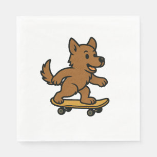 Serviette En Papier Chien mignon faisant du skateboard