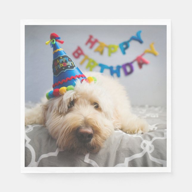 Serviette En Papier Chien mignon Joyeux serviettes d'anniversaire (Devant)