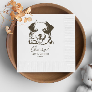 Serviette En Papier Chien noir et blanc Mariage personnalisé