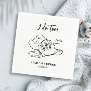 Serviette En Papier Chien noir et blanc minimaliste chat Mariage anima