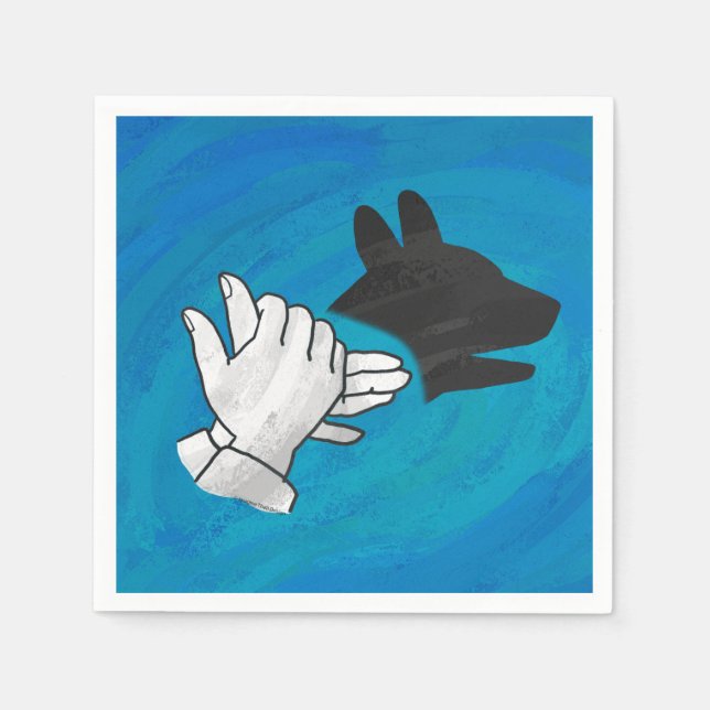 Serviette En Papier Chien Ombré sur bleu (Devant)