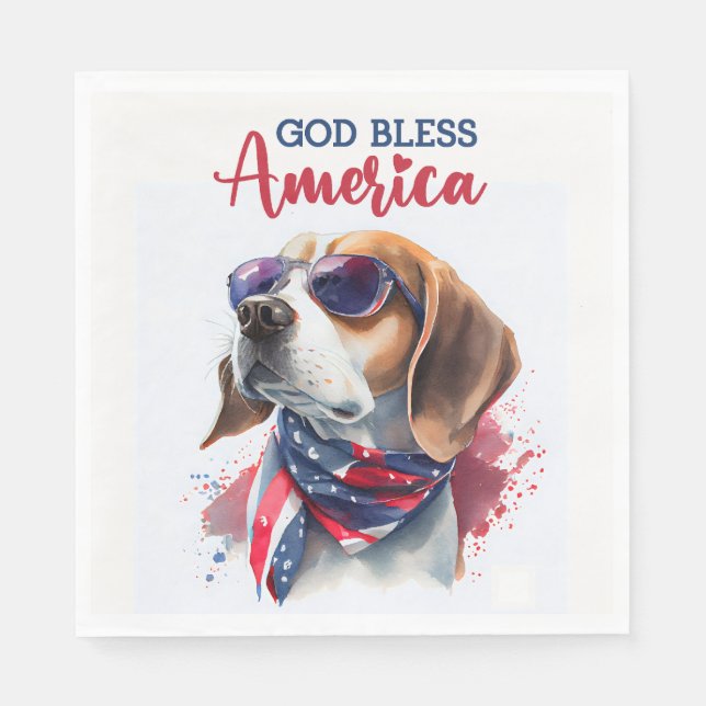 Serviette En Papier Chien patriote-Beagle (Devant)