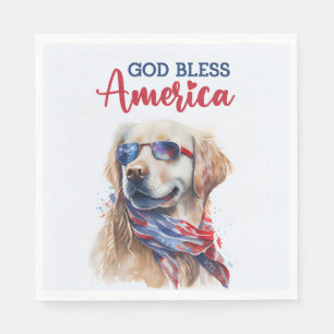 Serviette En Papier Chien patriote - Retriever doré