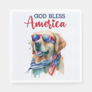 Serviette En Papier Chien patriote - Retriever doré