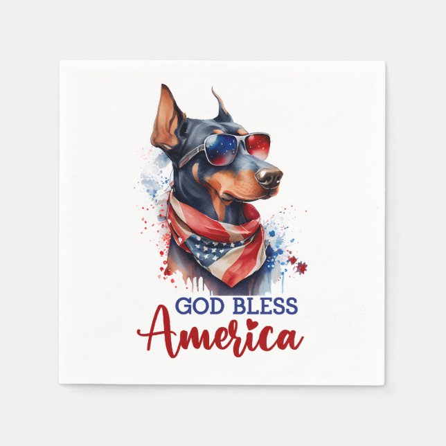 Serviette En Papier Chien Patriotique - Doberman (Devant)