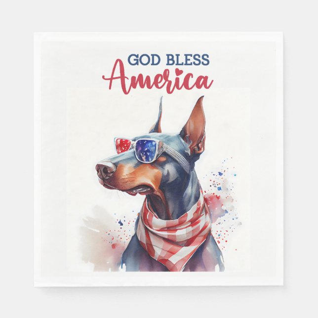 Serviette En Papier Chien Patriotique - Doberman (Devant)