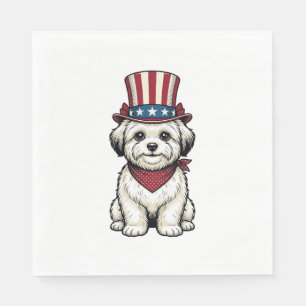 Serviette En Papier Chien Patriotique Gravure Vintage Design Vectoriel