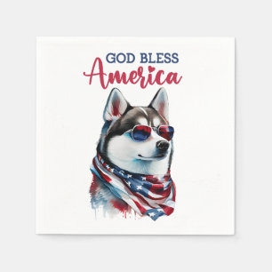 Serviette En Papier Chien Patriotique-Husky