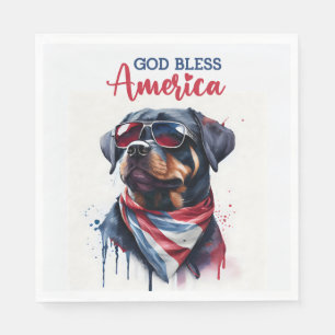 Serviette En Papier Chien patriotique Rottweiler