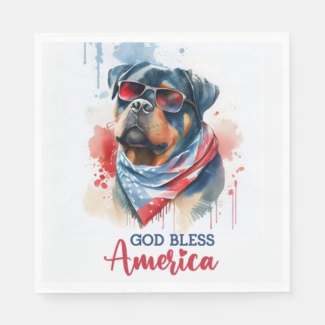 Serviette En Papier Chien Patriotique-Rottweiler (Devant)