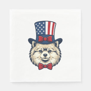 Serviette En Papier Chien Patriotique Tête Gravure Vintage Design Vect