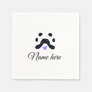 Serviette En Papier Chien patte noir animal ajouter nom texte animal p