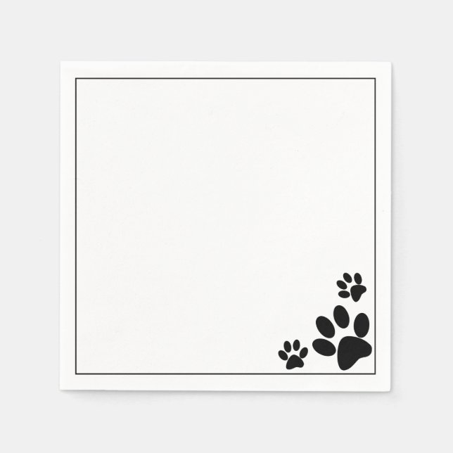 Serviette En Papier Chien Paws B&W (Devant)