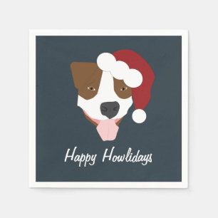 Serviette En Papier Chien père Noël - Personnalisable