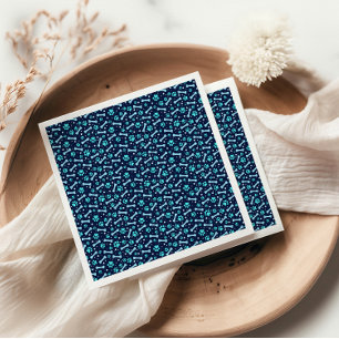 Serviette En Papier Chien Personnalisé Anniversaire Bleu Empreinte de