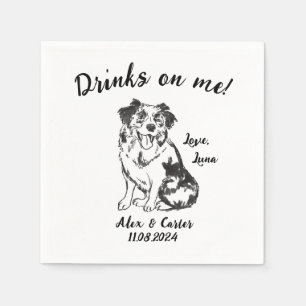Serviette En Papier Chien Personnalisé Mariage Cocktail Napkin