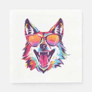 Serviette En Papier chien plage d'été chien chilling cadeau amoureux d