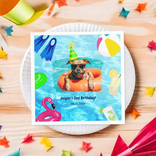 Serviette En Papier Chien Pool Party Chien Puppy Pawty Anniversaire