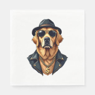 Serviette En Papier Chien Retriever doré Vintage Cool en Lunettes de s