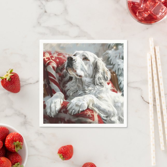 Serviette En Papier Chien Setter Anglais Fête de Noël (En situation)