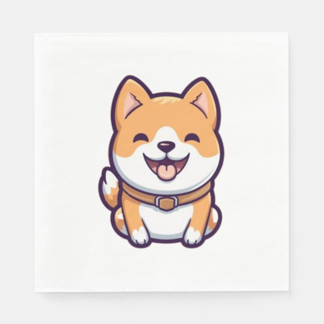 Serviette En Papier Chien Shiba Inu de dessin animé mignon (Devant)