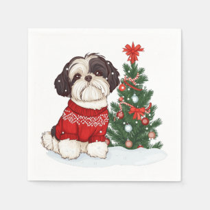 Serviette En Papier Chien Shih Tzu de Noël